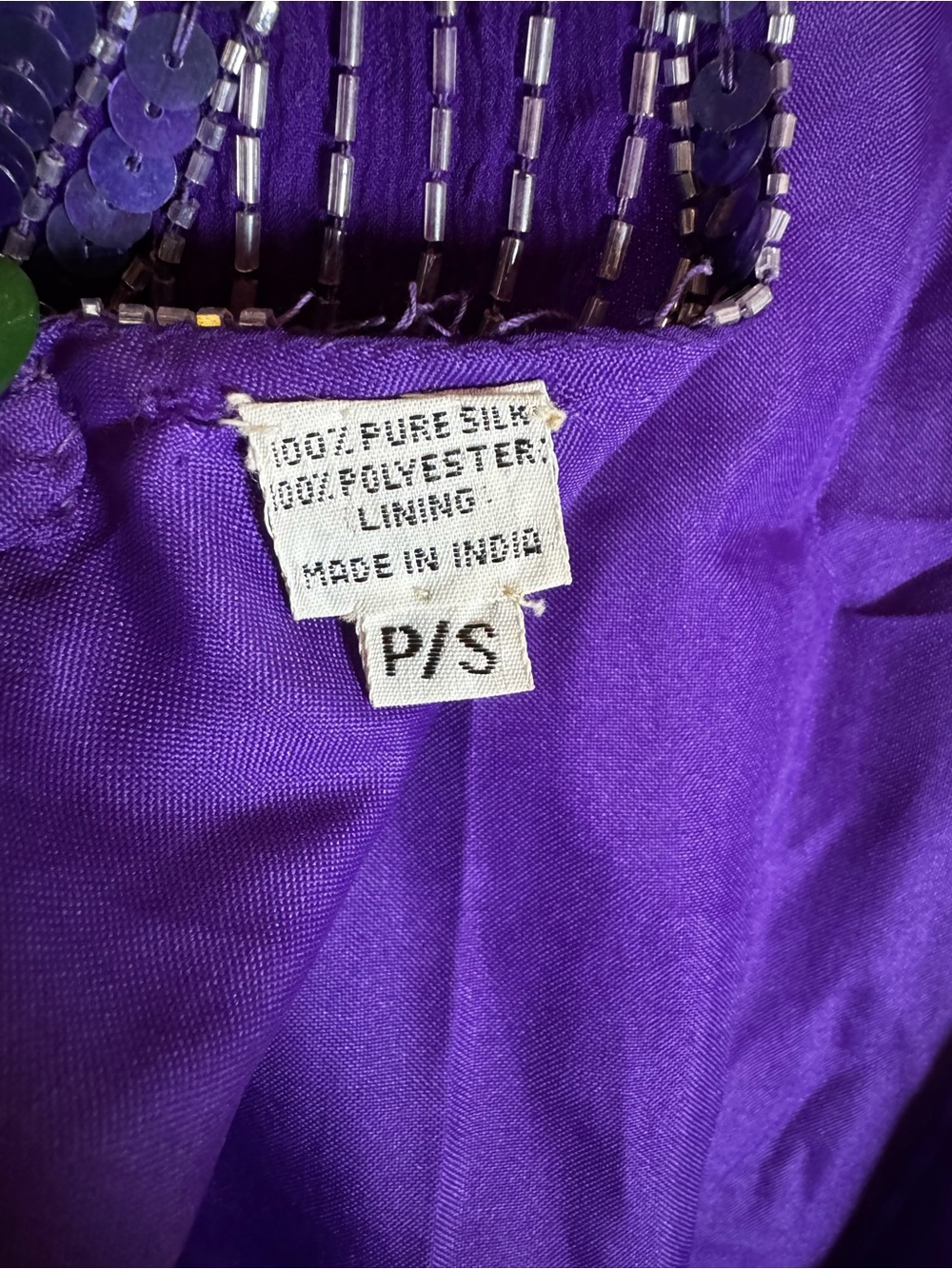 Scala Vintage Purple Sequin SilkBeaded Art Deco Flapper Mini Dress - Picture 10 of 10